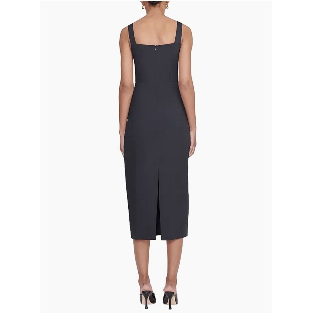 STAUD Sutton Lace Up Black‎ Midi Dress Size 10 New - Picture 11 of 14